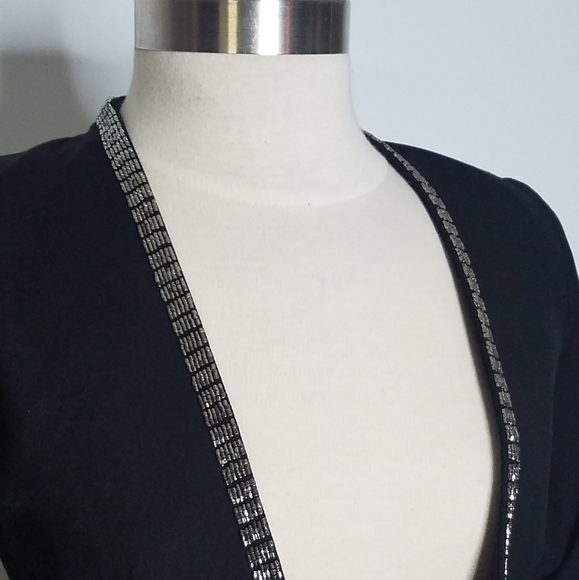 H&M Open Blazer Beaded Black Size 2 - Picture 3 of 6